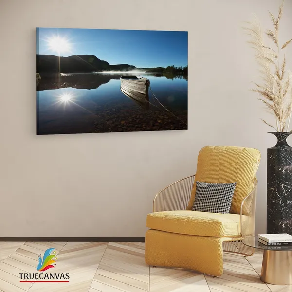 Multicolor_Bilderdepot24_Boot_Am_See,_Wooden_Framed_Canvas_Paintings_|_For_Living_Room_|_Bedroom_|_Office_|_Gallery_|_Ready_Wall_Mount_Canvas_Wall_Art_Painting_|_Size_-_12_X_18In,_Ct0936