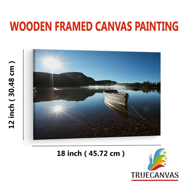 Multicolor_Bilderdepot24_Boot_Am_See,_Wooden_Framed_Canvas_Paintings_|_For_Living_Room_|_Bedroom_|_Office_|_Gallery_|_Ready_Wall_Mount_Canvas_Wall_Art_Painting_|_Size_-_12_X_18In,_Ct0936