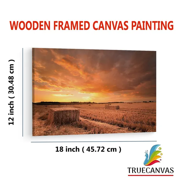 Multicolor_Hay_Bales_Sunset,_Wooden_Framed_Canvas_Paintings_|_For_Living_Room_|_Bedroom_|_Office_|_Gallery_|_Ready_Wall_Mount_Canvas_Wall_Art_Painting_|_Size_-_12_X_18In,_Ct0939