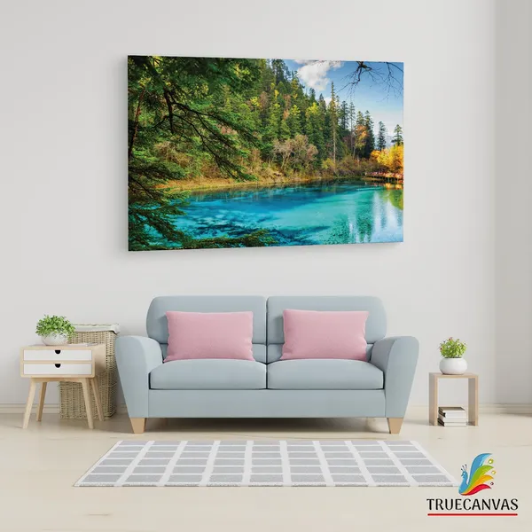 Multicolor_Jiuzhai_Valley_National_Park,_Wooden_Framed_Canvas_Paintings_|_For_Living_Room_|_Bedroom_|_Office_|_Gallery_|_Ready_Wall_Mount_Canvas_Wall_Art_Painting_|_Size_-_12_X_18In,_Ct0944