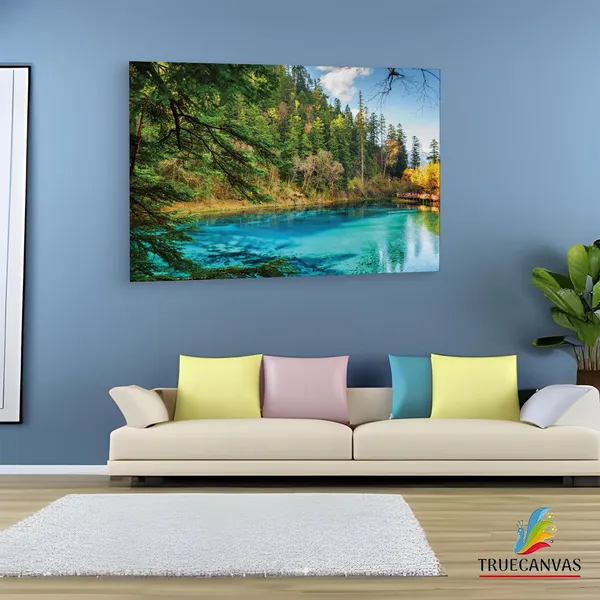 Multicolor_Jiuzhai_Valley_National_Park,_Wooden_Framed_Canvas_Paintings_|_For_Living_Room_|_Bedroom_|_Office_|_Gallery_|_Ready_Wall_Mount_Canvas_Wall_Art_Painting_|_Size_-_12_X_18In,_Ct0944