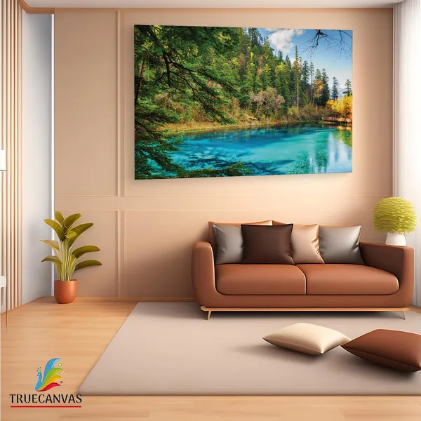Multicolor_Jiuzhai_Valley_National_Park,_Wooden_Framed_Canvas_Paintings_|_For_Living_Room_|_Bedroom_|_Office_|_Gallery_|_Ready_Wall_Mount_Canvas_Wall_Art_Painting_|_Size_-_12_X_18In,_Ct0944