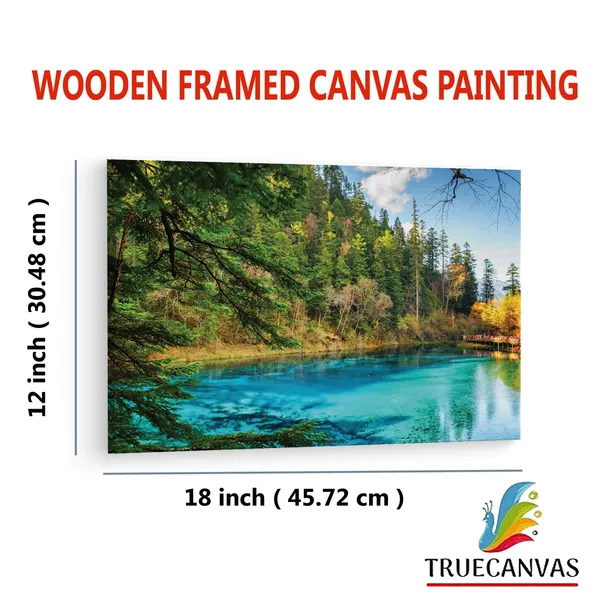 Multicolor_Jiuzhai_Valley_National_Park,_Wooden_Framed_Canvas_Paintings_|_For_Living_Room_|_Bedroom_|_Office_|_Gallery_|_Ready_Wall_Mount_Canvas_Wall_Art_Painting_|_Size_-_12_X_18In,_Ct0944