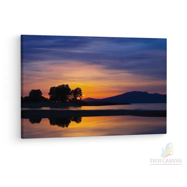 Multicolor_Quiet_Sunset_On_The_Water,_Wooden_Framed_Canvas_Paintings_|_For_Living_Room_|_Bedroom_|_Office_|_Gallery_|_Ready_Wall_Mount_Canvas_Wall_Art_Painting_|_Size_-_12_X_18In,_Ct0953