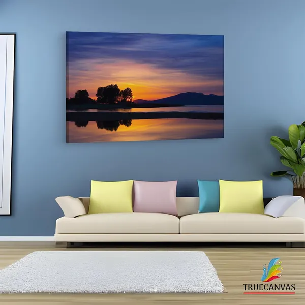 Multicolor_Quiet_Sunset_On_The_Water,_Wooden_Framed_Canvas_Paintings_|_For_Living_Room_|_Bedroom_|_Office_|_Gallery_|_Ready_Wall_Mount_Canvas_Wall_Art_Painting_|_Size_-_12_X_18In,_Ct0953