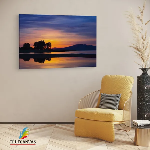 Multicolor_Quiet_Sunset_On_The_Water,_Wooden_Framed_Canvas_Paintings_|_For_Living_Room_|_Bedroom_|_Office_|_Gallery_|_Ready_Wall_Mount_Canvas_Wall_Art_Painting_|_Size_-_12_X_18In,_Ct0953