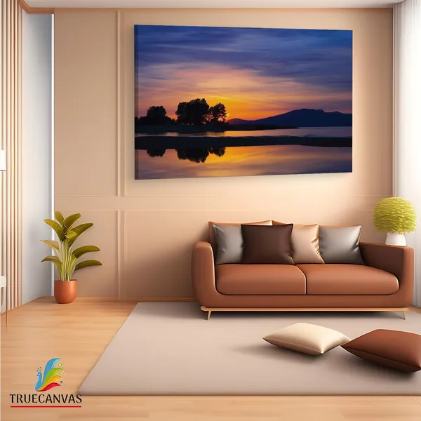Multicolor_Quiet_Sunset_On_The_Water,_Wooden_Framed_Canvas_Paintings_|_For_Living_Room_|_Bedroom_|_Office_|_Gallery_|_Ready_Wall_Mount_Canvas_Wall_Art_Painting_|_Size_-_12_X_18In,_Ct0953