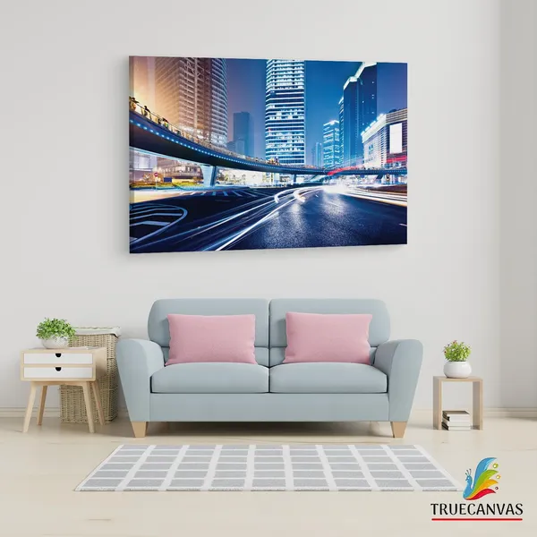 Multicolor_High_Rise_Buildings_Road_Night,_Wooden_Framed_Canvas_Paintings_|_For_Living_Room_|_Bedroom_|_Office_|_Gallery_|_Ready_Wall_Mount_Canvas_Wall_Art_Painting_|_Size_-_12_X_18In,_Ct0970