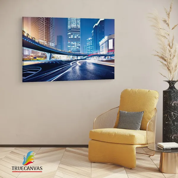 Multicolor_High_Rise_Buildings_Road_Night,_Wooden_Framed_Canvas_Paintings_|_For_Living_Room_|_Bedroom_|_Office_|_Gallery_|_Ready_Wall_Mount_Canvas_Wall_Art_Painting_|_Size_-_12_X_18In,_Ct0970