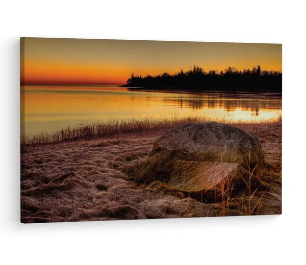 Multicolor_Sunset_On_Lake_Michigan,_Wooden_Framed_Canvas_Paintings_|_For_Living_Room_|_Bedroom_|_Office_|_Gallery_|_Ready_Wall_Mount_Canvas_Wall_Art_Painting_|_Size_-_12_X_18In,_Ct0977