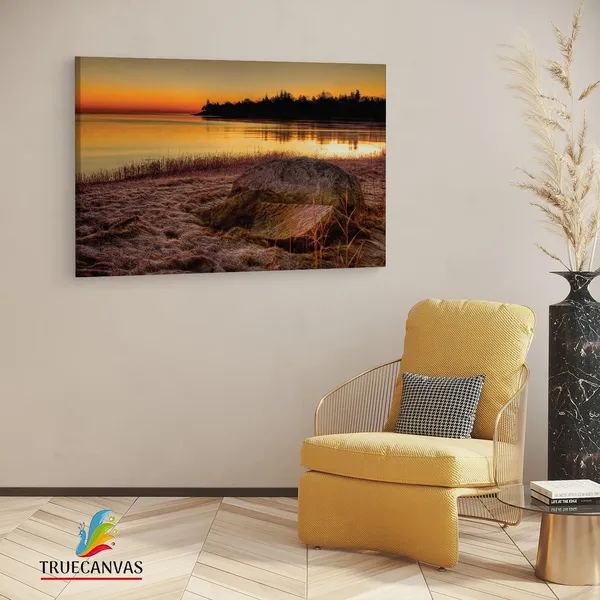 Multicolor_Sunset_On_Lake_Michigan,_Wooden_Framed_Canvas_Paintings_|_For_Living_Room_|_Bedroom_|_Office_|_Gallery_|_Ready_Wall_Mount_Canvas_Wall_Art_Painting_|_Size_-_12_X_18In,_Ct0977