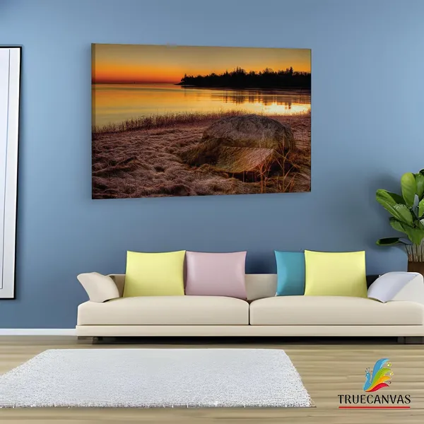 Multicolor_Sunset_On_Lake_Michigan,_Wooden_Framed_Canvas_Paintings_|_For_Living_Room_|_Bedroom_|_Office_|_Gallery_|_Ready_Wall_Mount_Canvas_Wall_Art_Painting_|_Size_-_12_X_18In,_Ct0977