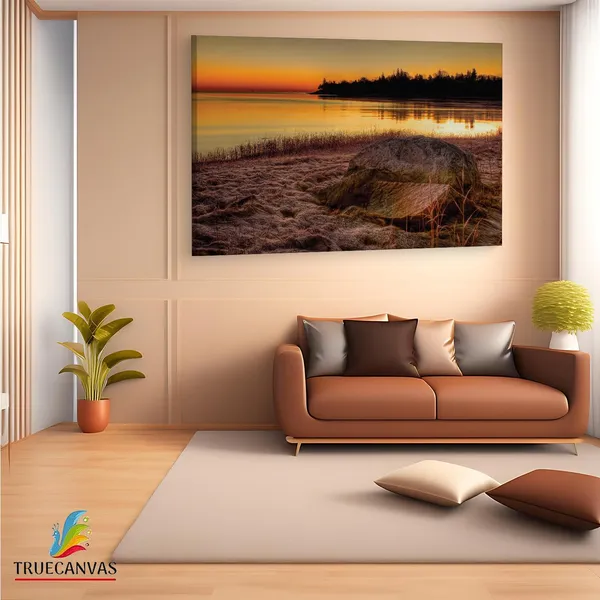 Multicolor_Sunset_On_Lake_Michigan,_Wooden_Framed_Canvas_Paintings_|_For_Living_Room_|_Bedroom_|_Office_|_Gallery_|_Ready_Wall_Mount_Canvas_Wall_Art_Painting_|_Size_-_12_X_18In,_Ct0977