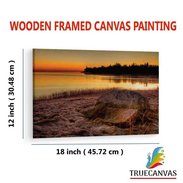 Multicolor_Sunset_On_Lake_Michigan,_Wooden_Framed_Canvas_Paintings_|_For_Living_Room_|_Bedroom_|_Office_|_Gallery_|_Ready_Wall_Mount_Canvas_Wall_Art_Painting_|_Size_-_12_X_18In,_Ct0977
