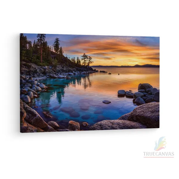 Multicolor_Afle_Stunning_Lake_Tahoe,_Wooden_Framed_Canvas_Paintings_|_For_Living_Room_|_Bedroom_|_Office_|_Gallery_|_Ready_Wall_Mount_Canvas_Wall_Art_Painting_|_Size_-_12_X_18In,_Ct0978