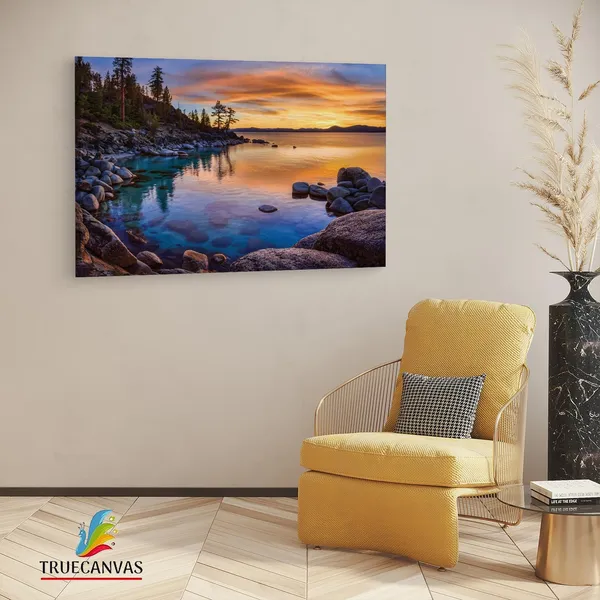 Multicolor_Afle_Stunning_Lake_Tahoe,_Wooden_Framed_Canvas_Paintings_|_For_Living_Room_|_Bedroom_|_Office_|_Gallery_|_Ready_Wall_Mount_Canvas_Wall_Art_Painting_|_Size_-_12_X_18In,_Ct0978