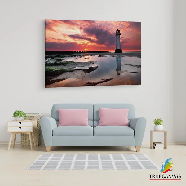 Multicolor_Sunset_Lighthouse,_Wooden_Framed_Canvas_Paintings_|_For_Living_Room_|_Bedroom_|_Office_|_Gallery_|_Ready_Wall_Mount_Canvas_Wall_Art_Painting_|_Size_-_12_X_18In,_Ct0980
