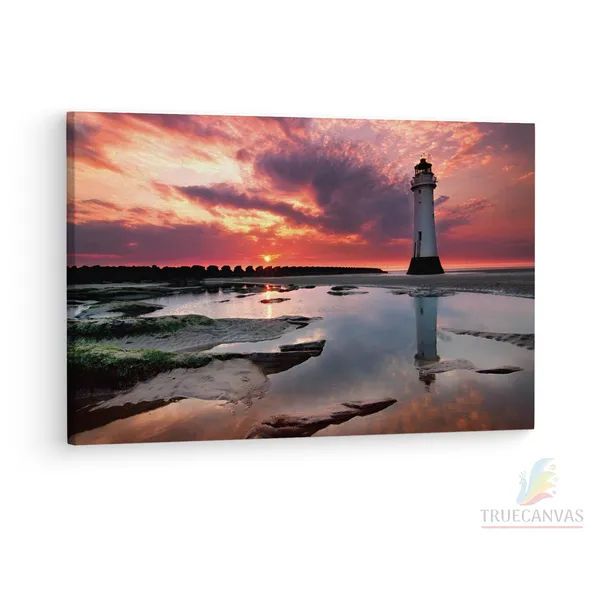 Multicolor_Sunset_Lighthouse,_Wooden_Framed_Canvas_Paintings_|_For_Living_Room_|_Bedroom_|_Office_|_Gallery_|_Ready_Wall_Mount_Canvas_Wall_Art_Painting_|_Size_-_12_X_18In,_Ct0980