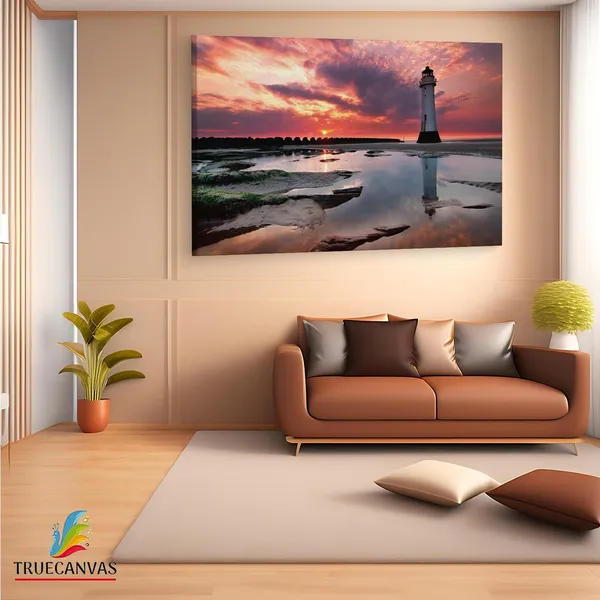 Multicolor_Sunset_Lighthouse,_Wooden_Framed_Canvas_Paintings_|_For_Living_Room_|_Bedroom_|_Office_|_Gallery_|_Ready_Wall_Mount_Canvas_Wall_Art_Painting_|_Size_-_12_X_18In,_Ct0980
