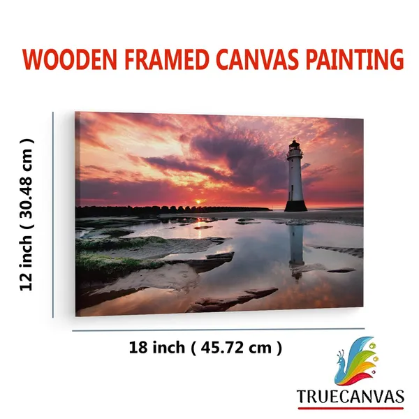 Multicolor_Sunset_Lighthouse,_Wooden_Framed_Canvas_Paintings_|_For_Living_Room_|_Bedroom_|_Office_|_Gallery_|_Ready_Wall_Mount_Canvas_Wall_Art_Painting_|_Size_-_12_X_18In,_Ct0980