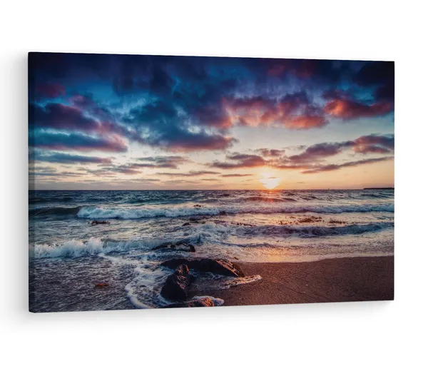 Multicolor_Beach_Shore_Ocean_Sea_Sky,_Wooden_Framed_Canvas_Paintings_|_For_Living_Room_|_Bedroom_|_Office_|_Gallery_|_Ready_Wall_Mount_Canvas_Wall_Art_Painting_|_Size_-_12_X_18In,_Ct0981