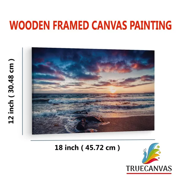 Multicolor_Beach_Shore_Ocean_Sea_Sky,_Wooden_Framed_Canvas_Paintings_|_For_Living_Room_|_Bedroom_|_Office_|_Gallery_|_Ready_Wall_Mount_Canvas_Wall_Art_Painting_|_Size_-_12_X_18In,_Ct0981
