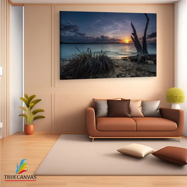 Multicolor_Dead_Trees_On_A_Beach_At_Sunset,_Wooden_Framed_Canvas_Paintings_|_For_Living_Room_|_Bedroom_|_Office_|_Gallery_|_Ready_Wall_Mount_Canvas_Wall_Art_Painting_|_Size_-_12_X_18In,_Ct0983