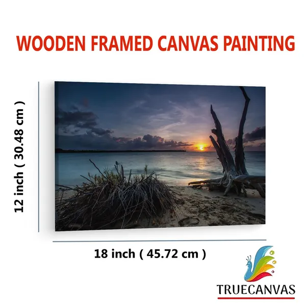 Multicolor_Dead_Trees_On_A_Beach_At_Sunset,_Wooden_Framed_Canvas_Paintings_|_For_Living_Room_|_Bedroom_|_Office_|_Gallery_|_Ready_Wall_Mount_Canvas_Wall_Art_Painting_|_Size_-_12_X_18In,_Ct0983