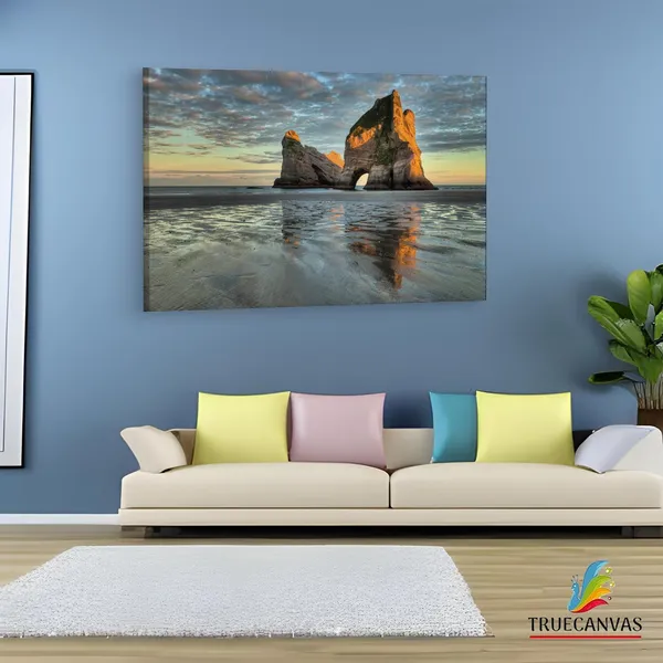 Multicolor_Islands_Wharariki_Beach,_Wooden_Framed_Canvas_Paintings_|_For_Living_Room_|_Bedroom_|_Office_|_Gallery_|_Ready_Wall_Mount_Canvas_Wall_Art_Painting_|_Size_-_12_X_18In,_Ct0986