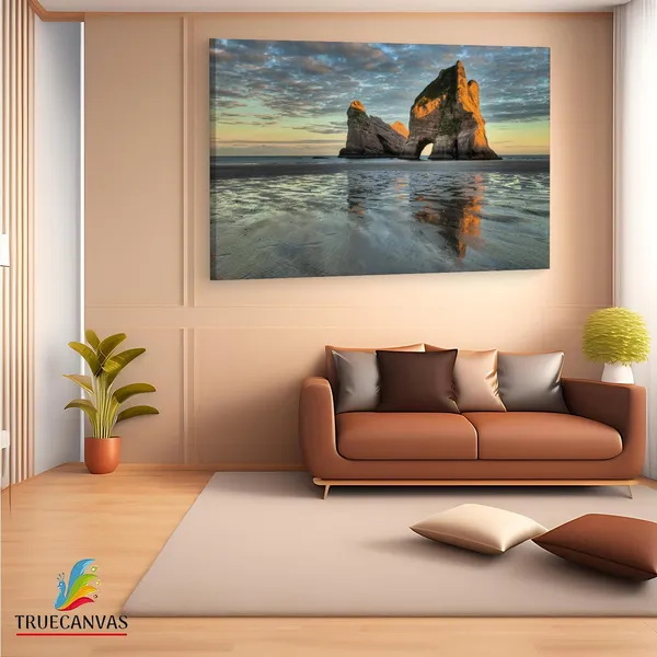 Multicolor_Islands_Wharariki_Beach,_Wooden_Framed_Canvas_Paintings_|_For_Living_Room_|_Bedroom_|_Office_|_Gallery_|_Ready_Wall_Mount_Canvas_Wall_Art_Painting_|_Size_-_12_X_18In,_Ct0986