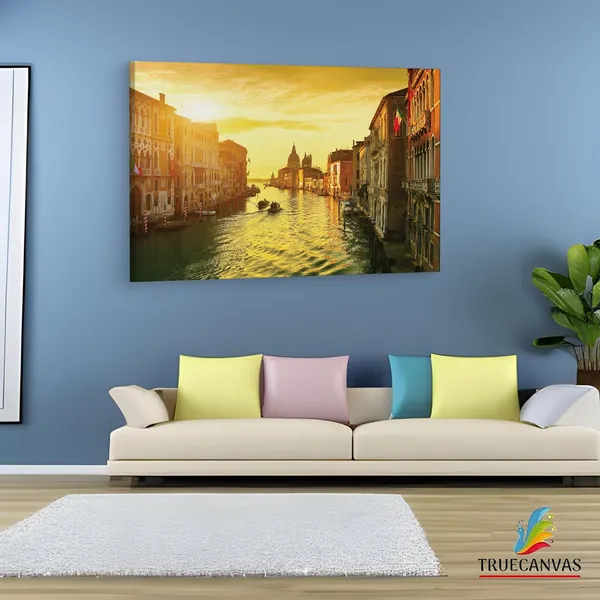 Multicolor_The_Grand_Canal_At_Sunset_Venice,_Wooden_Framed_Canvas_Paintings_|_For_Living_Room_|_Bedroom_|_Office_|_Gallery_|_Ready_Wall_Mount_Canvas_Wall_Art_Painting_|_Size_-_12_X_18In,_Ct0997