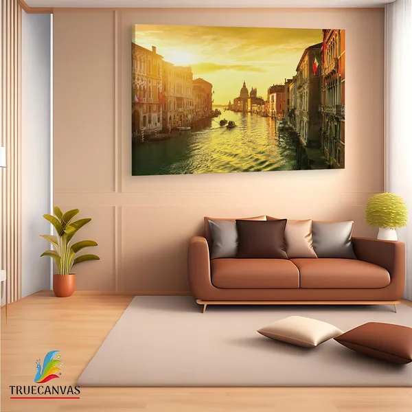Multicolor_The_Grand_Canal_At_Sunset_Venice,_Wooden_Framed_Canvas_Paintings_|_For_Living_Room_|_Bedroom_|_Office_|_Gallery_|_Ready_Wall_Mount_Canvas_Wall_Art_Painting_|_Size_-_12_X_18In,_Ct0997