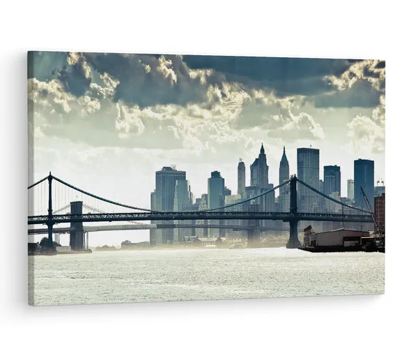 Multicolor_Manhattan_Bridge,_Wooden_Framed_Canvas_Paintings_|_For_Living_Room_|_Bedroom_|_Office_|_Gallery_|_Ready_Wall_Mount_Canvas_Wall_Art_Painting_|_Size_-_12_X_18In,_Ct1000