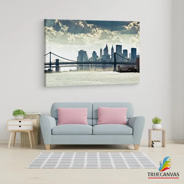 Multicolor_Manhattan_Bridge,_Wooden_Framed_Canvas_Paintings_|_For_Living_Room_|_Bedroom_|_Office_|_Gallery_|_Ready_Wall_Mount_Canvas_Wall_Art_Painting_|_Size_-_12_X_18In,_Ct1000