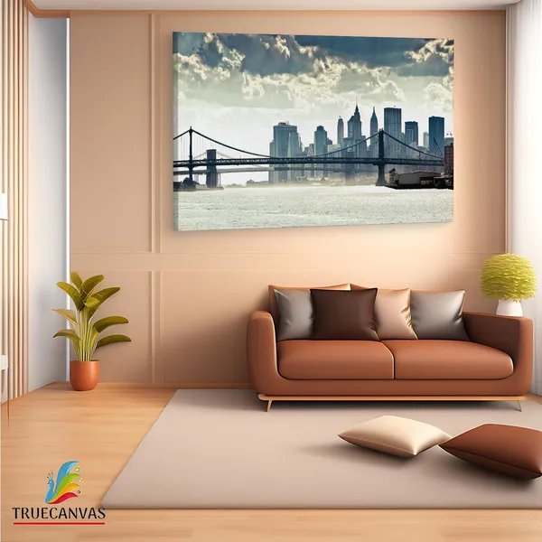 Multicolor_Manhattan_Bridge,_Wooden_Framed_Canvas_Paintings_|_For_Living_Room_|_Bedroom_|_Office_|_Gallery_|_Ready_Wall_Mount_Canvas_Wall_Art_Painting_|_Size_-_12_X_18In,_Ct1000