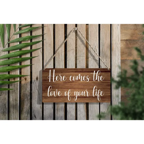 Multicolor_Here_Comes_The_Love_Of_Your_Life_Wood_Sign_Wedding_Wooden_Signs_Rustic_Hanging_Plaque_Home_Wall_Art_12"_X_6"_Sign_Wall_Decor_|_For_Home_Wedding