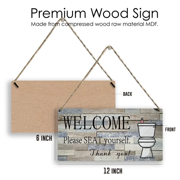 Multicolor_Welcome_Please_Seat_Yourself_Thank_You_Wood_Sign_Bathroom_Wooden_Signs_Rustic_Hanging_Plaque_Home_Wall_Art_12"_X_6"_Sign_Wall_Decor_|_For_Home_Bathroom