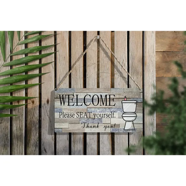 Multicolor_Welcome_Please_Seat_Yourself_Thank_You_Wood_Sign_Bathroom_Wooden_Signs_Rustic_Hanging_Plaque_Home_Wall_Art_12"_X_6"_Sign_Wall_Decor_|_For_Home_Bathroom