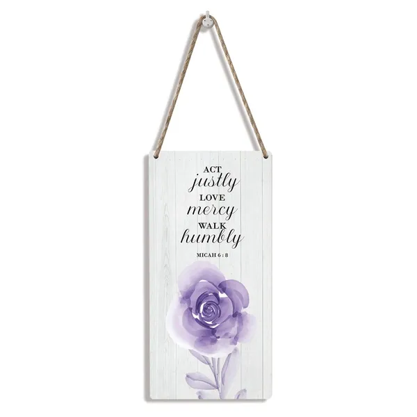 Multicolor_Inspirational_Quote_Bible_Verse_Wood_Sign_Purple_Floral_Micah_6_:_8_Christian_Wooden_Signs_Rustic_Hanging_Plaque_Home_Wall_Art_6"_X_12"_Sign_Wall_Decor_|_For_Home_Office