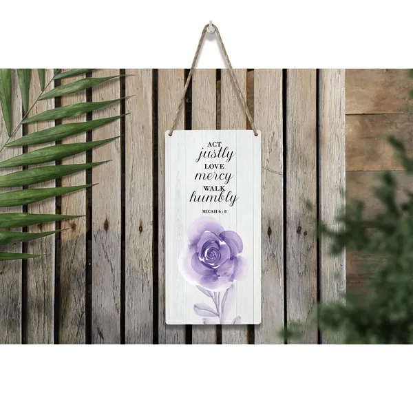 Multicolor_Inspirational_Quote_Bible_Verse_Wood_Sign_Purple_Floral_Micah_6_:_8_Christian_Wooden_Signs_Rustic_Hanging_Plaque_Home_Wall_Art_6"_X_12"_Sign_Wall_Decor_|_For_Home_Office