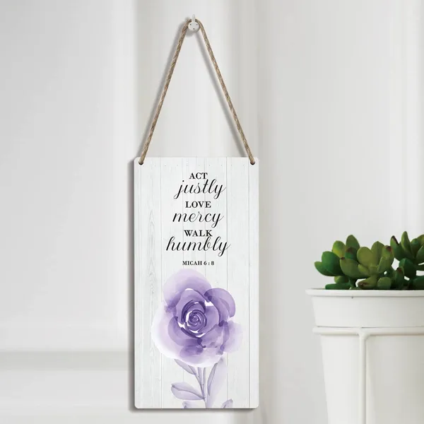 Multicolor_Inspirational_Quote_Bible_Verse_Wood_Sign_Purple_Floral_Micah_6_:_8_Christian_Wooden_Signs_Rustic_Hanging_Plaque_Home_Wall_Art_6"_X_12"_Sign_Wall_Decor_|_For_Home_Office