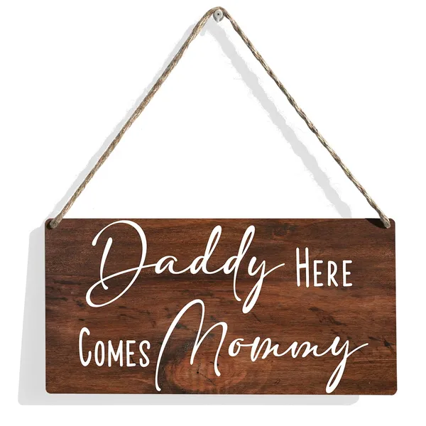 Multicolor_Daddy_Here_Comes_Mommy_Wood_Sign_Wedding_Wooden_Signs_Rustic_Hanging_Plaque_Home_Wall_Art_12"_X_6"_Sign_Wall_Decor_|_For_Home_Wedding