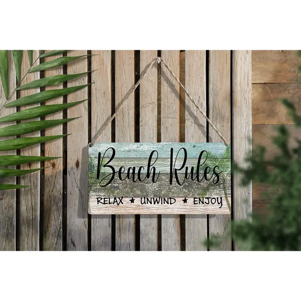 Multicolor_Beach_Rules_Wood_Sign_Summer_Beach_Wooden_Signs_Rustic_Hanging_Plaque_Home_Wall_Art_12"_X_6"_Sign_Wall_Decor_|_For_Home_Outdoor