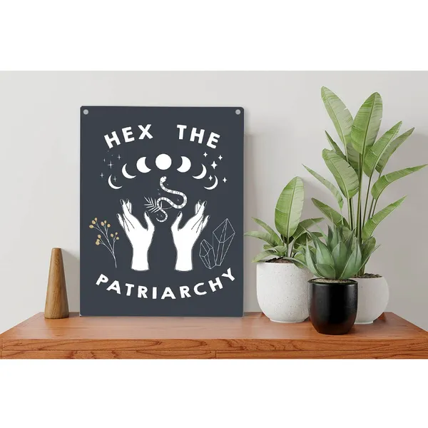 Multicolor_Feminist_Witch_Wood_Sign_Moon_Empowered_Woman_Feminist_Witch_Wooden_Signs_Rustic_Hanging_Plaque_Wall_Art_"8_X_10"_Sign_Wall_Decor_|_For_Halloween_Home