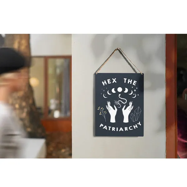 Multicolor_Feminist_Witch_Wood_Sign_Moon_Empowered_Woman_Feminist_Witch_Wooden_Signs_Rustic_Hanging_Plaque_Wall_Art_"8_X_10"_Sign_Wall_Decor_|_For_Halloween_Home