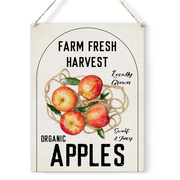 Multicolor_Kitchen_Apples_Wood_Sign_Cherries_Truck_Wooden_Signs_Rustic_Summer_Hanging_Plaque_Home_Wall_Art_8"_X_10"_Sign_Wall_Decor_|_For_Home_Farmhouse_Kitchen