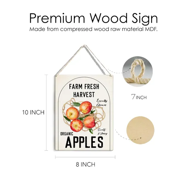 Multicolor_Kitchen_Apples_Wood_Sign_Cherries_Truck_Wooden_Signs_Rustic_Summer_Hanging_Plaque_Home_Wall_Art_8"_X_10"_Sign_Wall_Decor_|_For_Home_Farmhouse_Kitchen