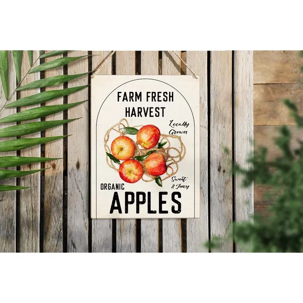 Multicolor_Kitchen_Apples_Wood_Sign_Cherries_Truck_Wooden_Signs_Rustic_Summer_Hanging_Plaque_Home_Wall_Art_8"_X_10"_Sign_Wall_Decor_|_For_Home_Farmhouse_Kitchen