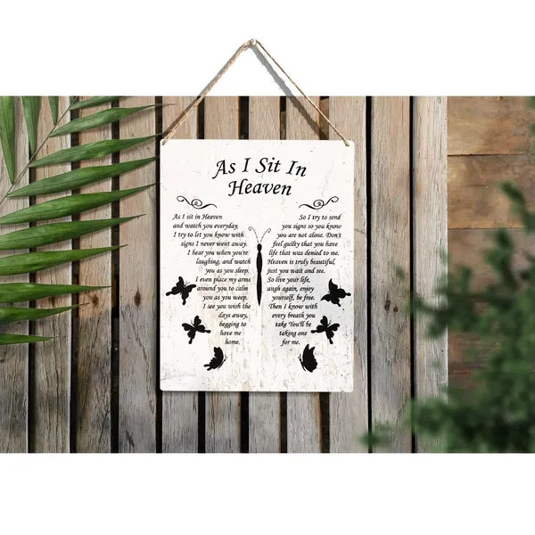 Multicolor_Memorial_Parents_Wood_Sign_As_I_Sit_In_Heaven_Quote_Wooden_Signs_Hanging_Plaque_Home_Wall_Art_"8_X_10",_Perfect_Dad_Mom_Sign_Wall_Decor_|_For_Home_Bedroom
