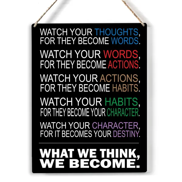Multicolor_Inspirational_Quote_Wood_Sign_What_We_Think_We_Become_Wooden_Signs_Rustic_Motivational_Hanging_Plaque_Home_Wall_Art_8"_X_10"_Sign_Wall_Decor_|_For_Home_Office